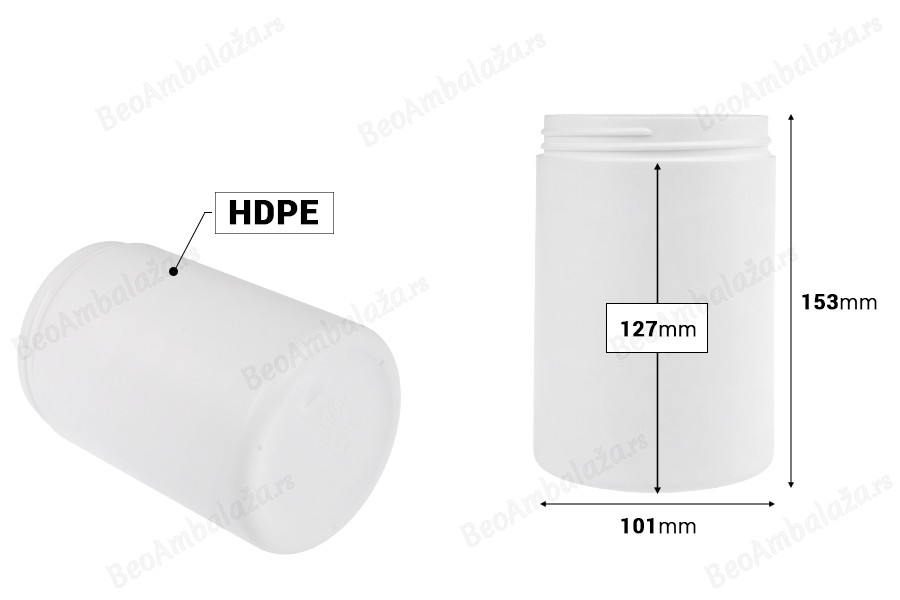 Plastična bela kutija 1000mL - bez zatvarača - 12 kom-dimenzije_slike