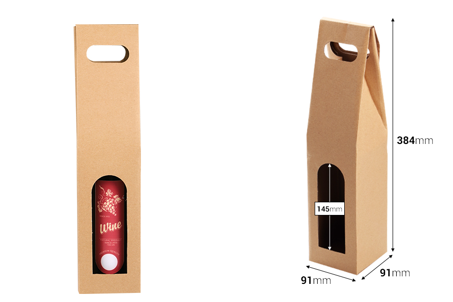 Kartonska kraft kutija za flašu vina od 750mL - 10 kom-dimenzije_slike