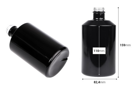 Cilindrična staklena boca 500mL u crnoj ili beloj boji-dimenzije_slike