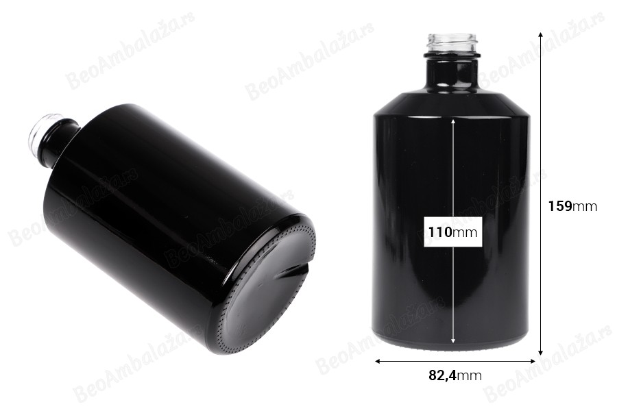 Cilindrična staklena boca 500mL u crnoj ili beloj boji-dimenzije_slike