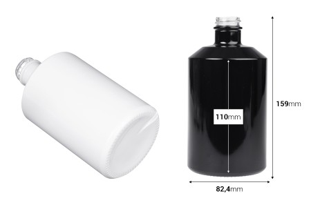 Cilindrična staklena boca 500mL u crnoj ili beloj boji-dimenzije_slike