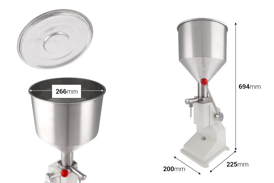 Ručna mašina za punjenje krema i viskoznih tečnosti (100 mL)-dimenzije_slike