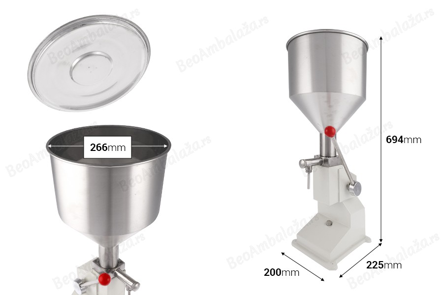 Ručna mašina za punjenje krema i viskoznih tečnosti (100 mL)-dimenzije_slike