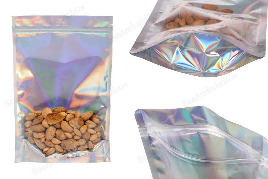 Aluminijumske DoyPack kesice sa zipom 200x50x300 mm, transparentnom prednjom stranom, ovalnim dnom i sa mogućnošću termo zatvaranja  – 50kom-slika_proizvoda