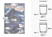 Aluminijumske DoyPack kesice sa zipom 200x50x300 mm, transparentnom prednjom stranom, ovalnim dnom i sa mogućnošću termo zatvaranja  – 50kom-dimenzije_slike