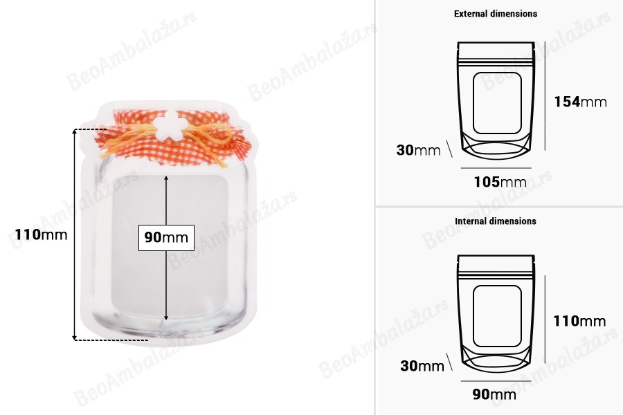 DoyPack kesica u obliku tegle sa zip zatvaranjem 105x30x154mm - 50 kom-dimenzije_slike
