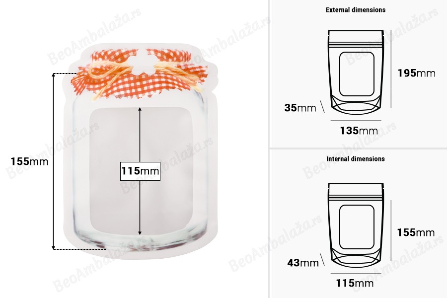 DoyPack kesica u obliku tegle sa zip zatvaranjem 135x35x195mm - 50kom-dimenzije_slike