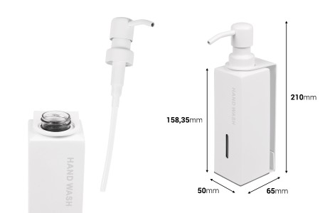 Dopunjivi zidni dozator za tečni sapun 230 ml, bele boje-dimenzije_slike