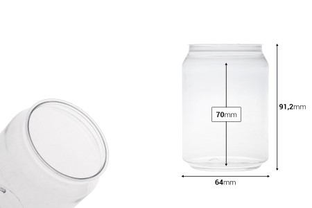 Providna (PET) plastična limenka 250mL  bez poklopca - 200 kom-dimenzije_slike