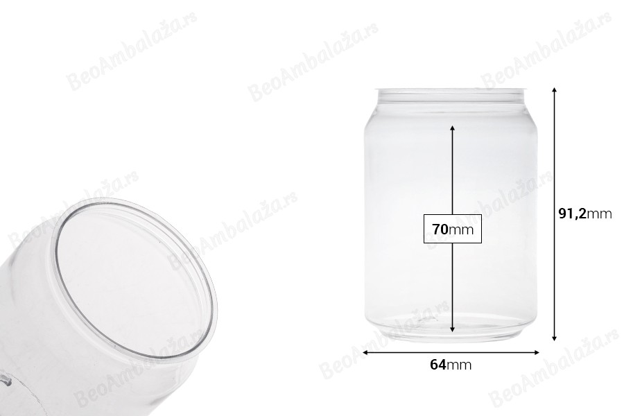 Providna (PET) plastična limenka 250mL  bez poklopca - 200 kom-dimenzije_slike
