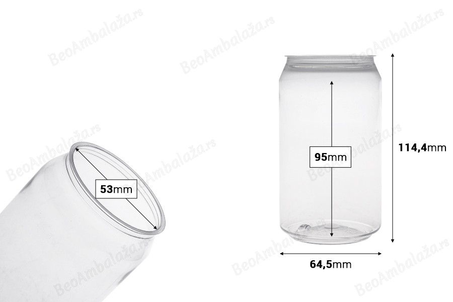 Providna (PET) plastična limenka 330mL (niska) bez poklopca - 200 kom-dimenzije_slike
