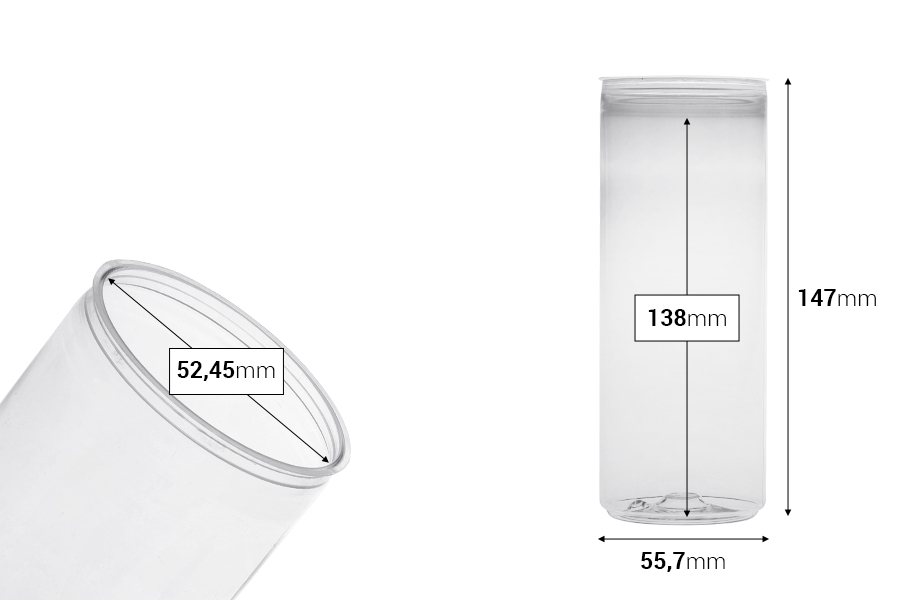 Providna (PET) plastična limenka 330mL (visoka) bez poklopca - 200 kom-dimenzije_slike