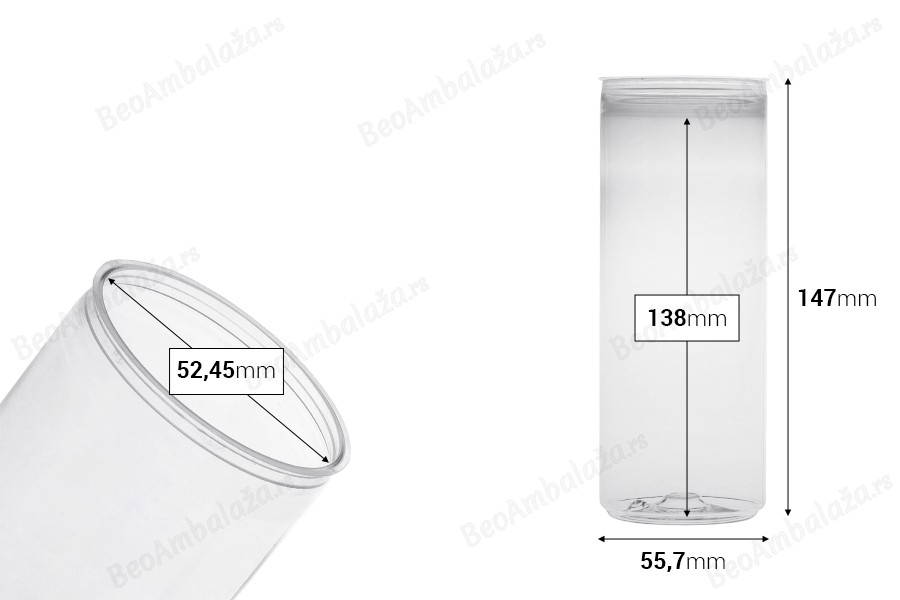 Providna (PET) plastična limenka 330mL (visoka) bez poklopca - 200 kom-dimenzije_slike