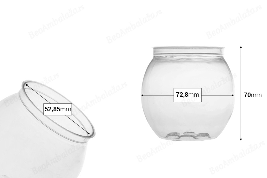 Providna (PET) plastična limenka 210mL (u obliku kuglice) bez poklopca (nepohodna upotreba mašine za zatvaranje) - 200 kom-dimenzije_slike