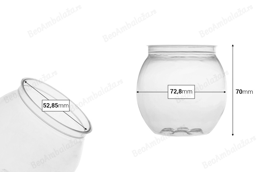Providna (PET) plastična limenka 210mL (u obliku kuglice) bez poklopca (nepohodna upotreba mašine za zatvaranje) - 200 kom-dimenzije_slike