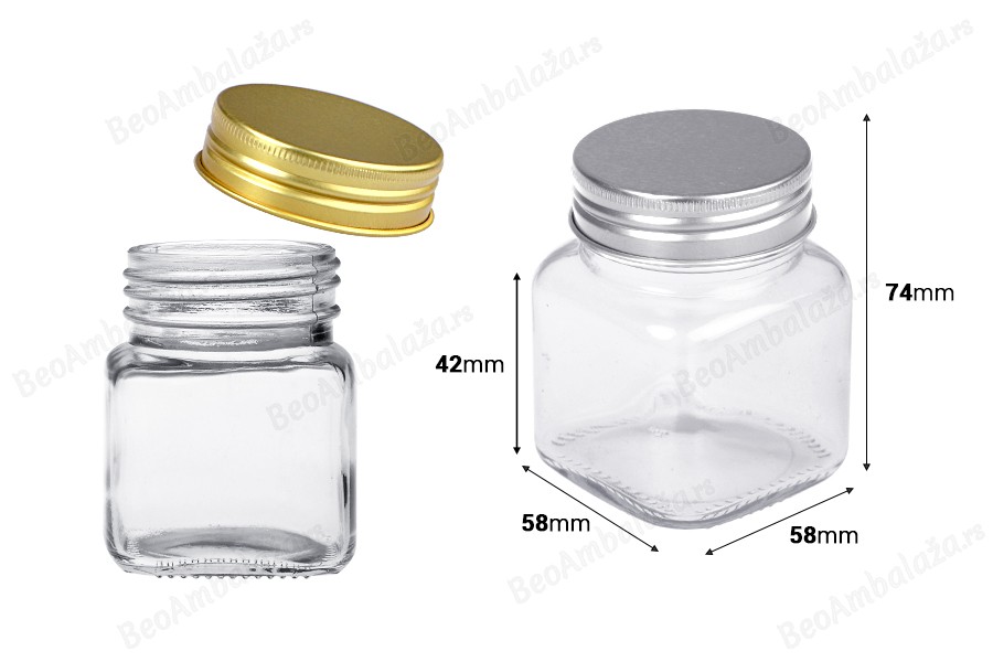 Staklena tegla 100mL sa aluminijumskim zatvaračem - 12 kom-dimenzije_slike