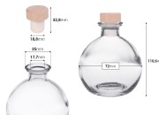 Providna staklena flaša 250mL sa silikonskim čepom sa drvenom glavom-dimenzije_slike