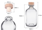 Providna staklena flašica od 100mL sa silikonskim čepom sa drvenom glavom-dimenzije_slike