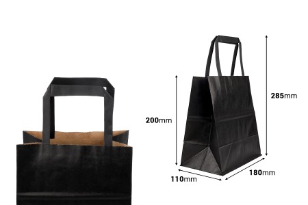 Papirna poklon kesa 180x110x200 mm u crnoj boji sa ručkom - 12 kom-dimenzije_slike