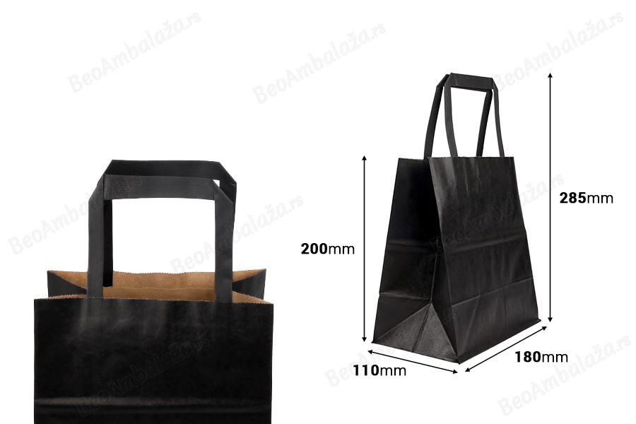 Papirna poklon kesa 180x110x200 mm u crnoj boji sa ručkom - 12 kom-dimenzije_slike