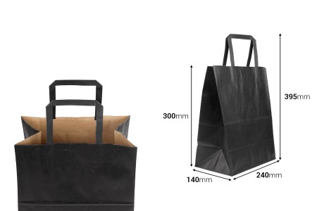 Papirna poklon kesa 240x140x300 mm u crnoj boji sa ručkom - 12 kom-dimenzije_slike