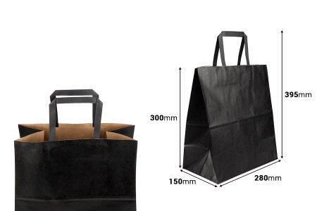 Papirna poklon kesa 280x150x300 mm u crnoj boji sa ručkom - 12 kom-dimenzije_slike