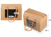 Papirna poklon kutija - koferče 150x90x115 mm sa ručkama i prozorom - 12 komada-dimenzije_slike