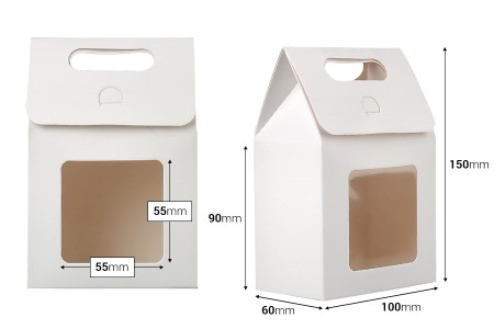 Papirna poklon kutija - torbica 100x60x150 mm sa prozorom - 12 komada-dimenzije_slike
