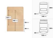 Kraft DoyPack kesice 140x40x200 mm sa zip zatvaranjem i prozorom, unutrašnjom i spoljašnjom providnom oblogom i sa mogućnošću termo zatvaranja - 100 kom-grupa_slika