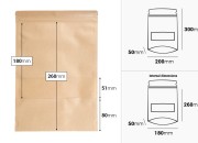 Kraft DoyPack kesice 200x50x300 mm sa zip zatvaranjem i prozorom, unutrašnjom i spoljašnjom providnom oblogom i sa mogućnošću termo zatvaranja - 100 kom-dimenzije_slike