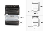 Aluminijumske DoyPack kesice sa zip zatvaranjem, prozorom i mogućnošću termo zatvaranja 100x30x145 mm – 100 kom-dimenzije_slike