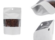 Aluminijumske DoyPack kesice 100x30x145 mm u beloj boji sa zip zatvaranjem, rupicom, prozorom i mogućnošću termo zatvaranja – 100 kom-slika_proizvoda