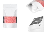 Bele aluminijumske kesice tipa „Doypack”, 120x40x200 mm, sa ZIP zatvranjem, prozorčićem i mogućnošću termolepljenja – 100 komada-slika_proizvoda
