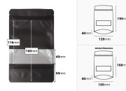 Aluminijumske DoyPack 120x40x195 mm kesice sa zip zatvaranjem, prozorom i mogućnošću termo zatvaranja   – 100 kom-dimenzije_slike