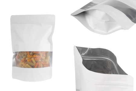 Aluminijumske DoyPack kesice sa zip zatvaranjem, prozorom i mogućnošću termo zatvaranja 178x40x256 mm – 100 kom-slika_proizvoda