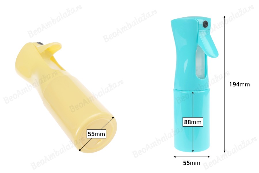 Plastična dopunjiva bočica sa raspršivačem od 200 mL, u različitim bojama-dimenzije_slike
