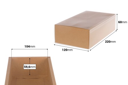 Kartonska kutija (300gsm) za pakovanje 220x120x60 mm na izvlačenje sa providnim spoljašnjim delom, bele ili kraft boje - 12 kom-dimenzije_slike
