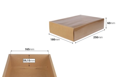 Kartonska kutija (300gsm) za pakovanje 250x60x180 mm na izvlačenje sa providnim spoljašnjim delom, bele ili kraft boje - 12 kom-dimenzije_slike