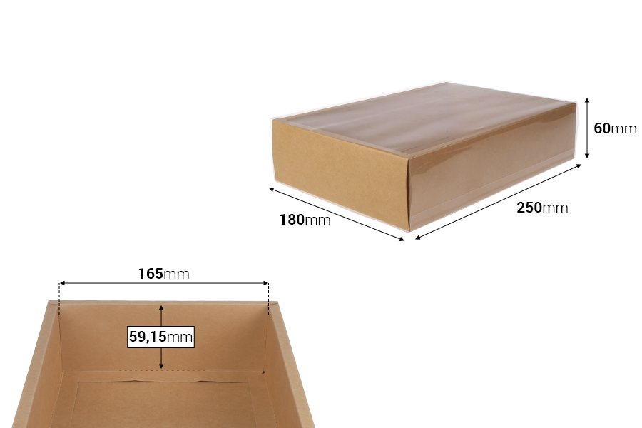 Kartonska kutija (300gsm) za pakovanje 250x60x180 mm na izvlačenje sa providnim spoljašnjim delom, bele ili kraft boje - 12 kom-dimenzije_slike