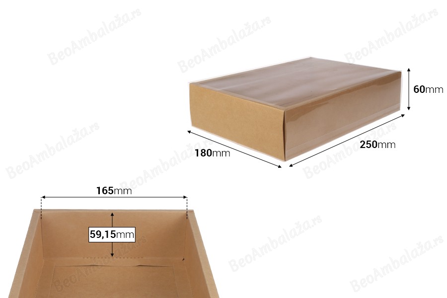 Kartonska kutija (300gsm) za pakovanje 250x60x180 mm na izvlačenje sa providnim spoljašnjim delom, bele ili kraft boje - 12 kom-dimenzije_slike