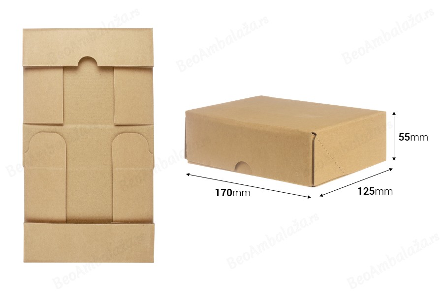 Kartonska kutija za pakovanje 170x125x55 mm od troslojnog kartona, samosklapajuća - 10 kom-dimenzije_slike