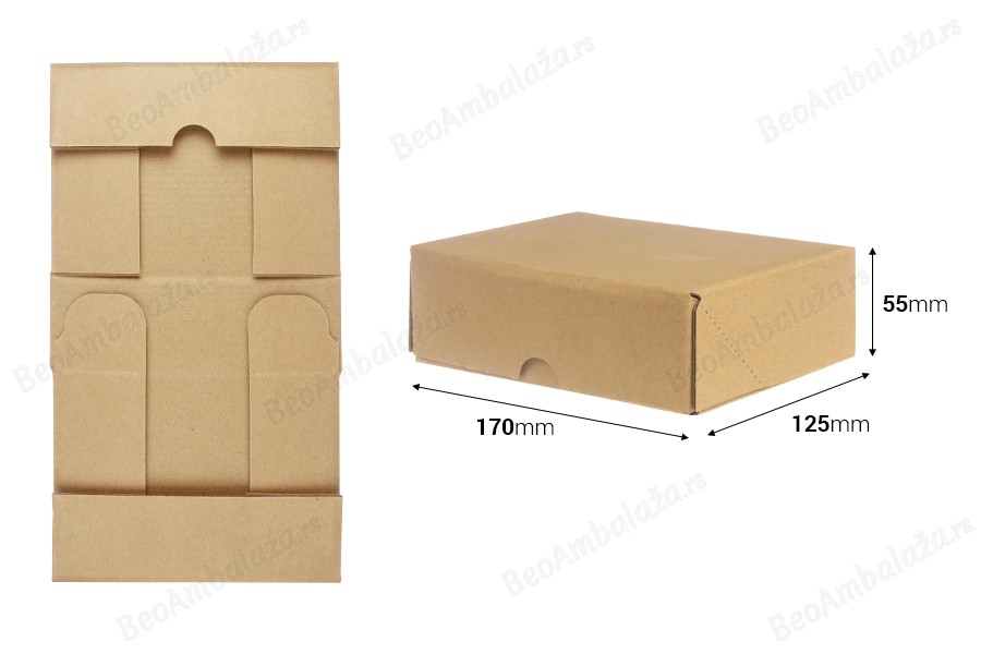 Kartonska kutija za pakovanje 170x125x55 mm od troslojnog kartona, samosklapajuća - 10 kom-dimenzije_slike