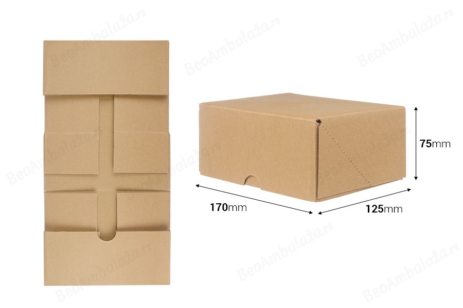 Kartonska kutija za pakovanje 170x125x75 mm od troslojnog kartona, samosklapajuća - 10 kom-dimenzije_slike