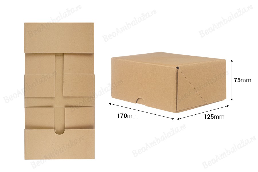 Kartonska kutija za pakovanje 170x125x75 mm od troslojnog kartona, samosklapajuća - 10 kom-dimenzije_slike