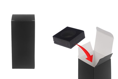 Crna papirna kutija za pakovanje 55x55x125 mm sa unutrašnjim penastim uloškom za bočice etarskog ulja od 50 mL - 20 kom-slika_proizvoda