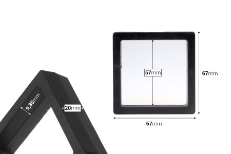 Plastični ram za izlaganje proizvoda 67x20x67 mm sa folijom - 10 kom-dimenzije_slike