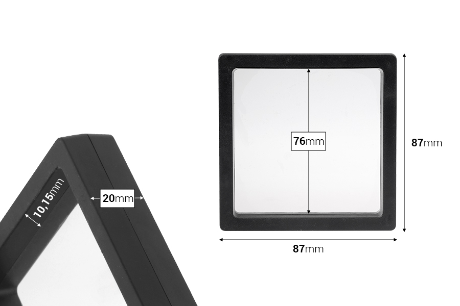 Plastični ram za izlaganje proizvoda 87x20x87 mm sa folijom - 10 kom
