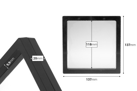 Plastični ram za izlaganje proizvoda 137x20x137 mm sa folijom - 10 kom-dimenzije_slike