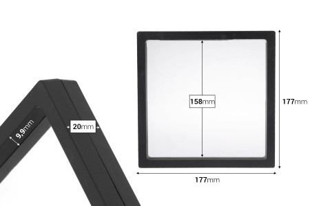 Plastični ram za izlaganje proizvoda 177x20x177 mm sa folijom - 10 kom-dimenzije_slike