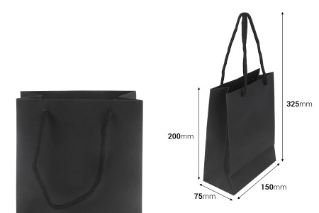 Crna papirna poklon kesa 150x75x200mm sa pamučnim kanapom - 12 kom-2